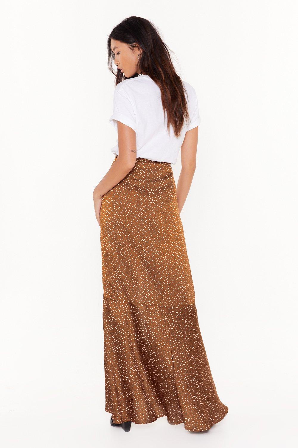 rust satin maxi skirt