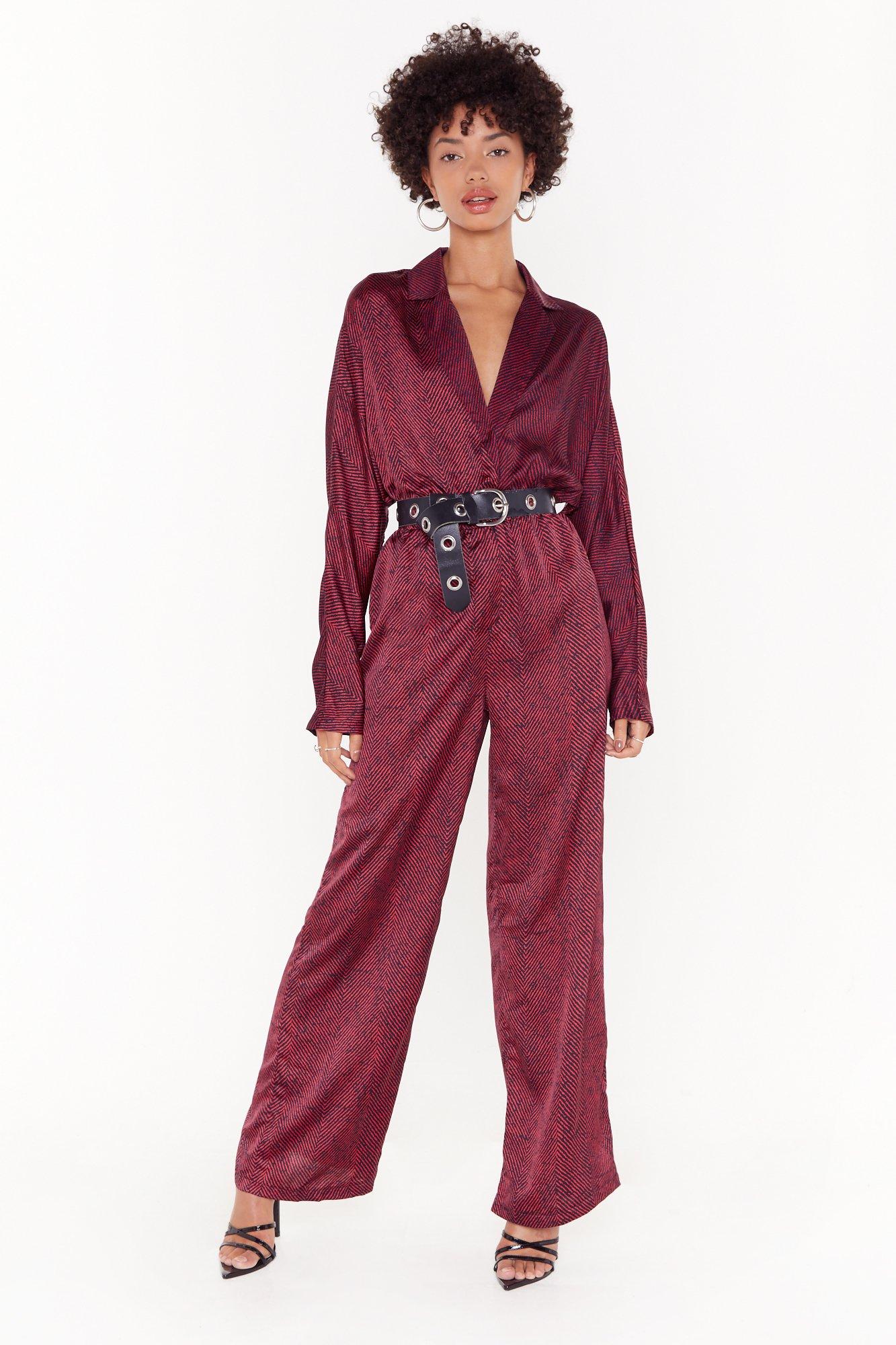 red batwing jumpsuit