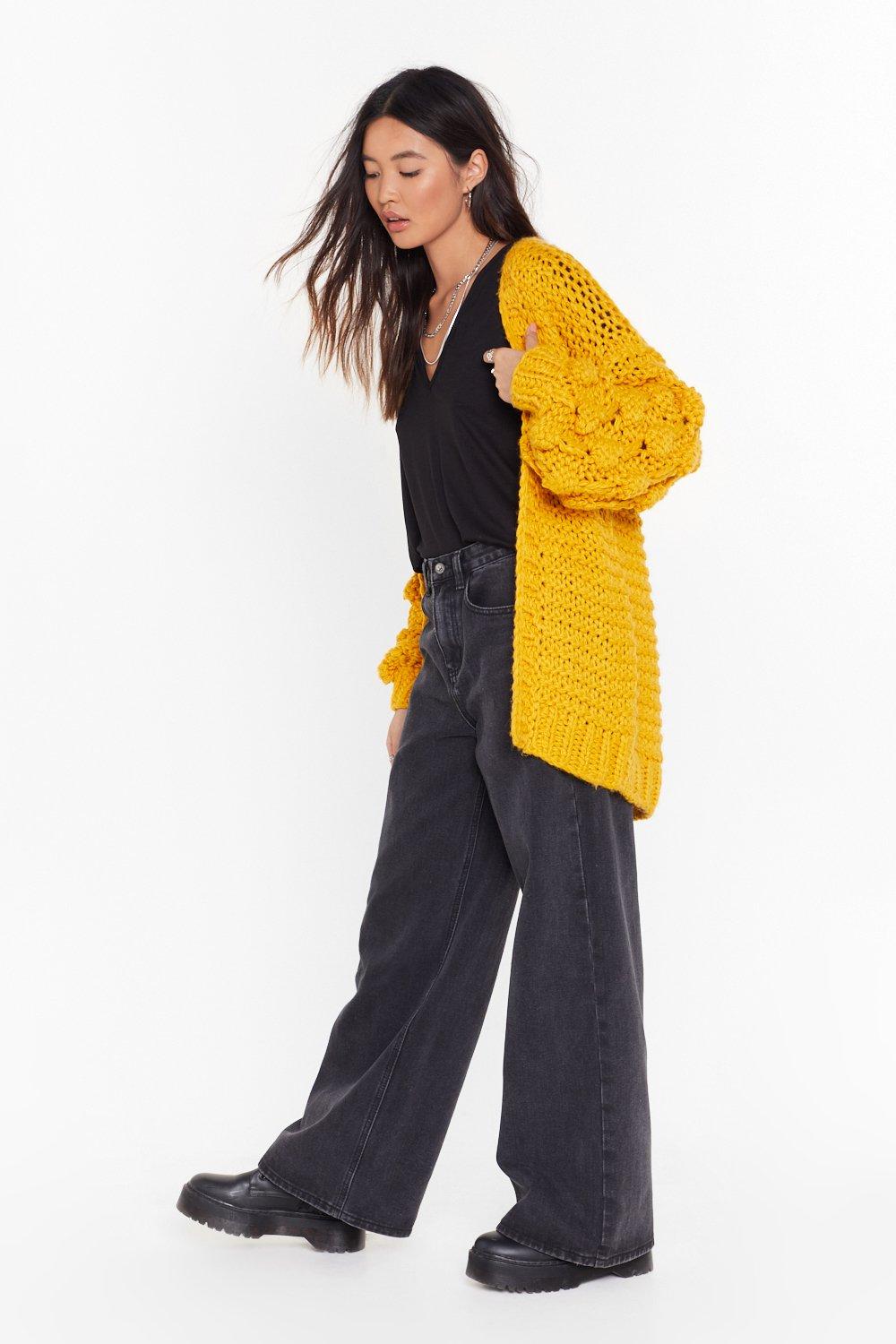 nasty gal yellow cardigan