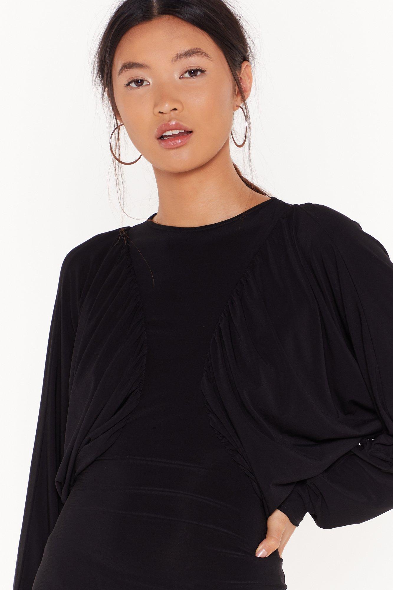 black batwing midi dress