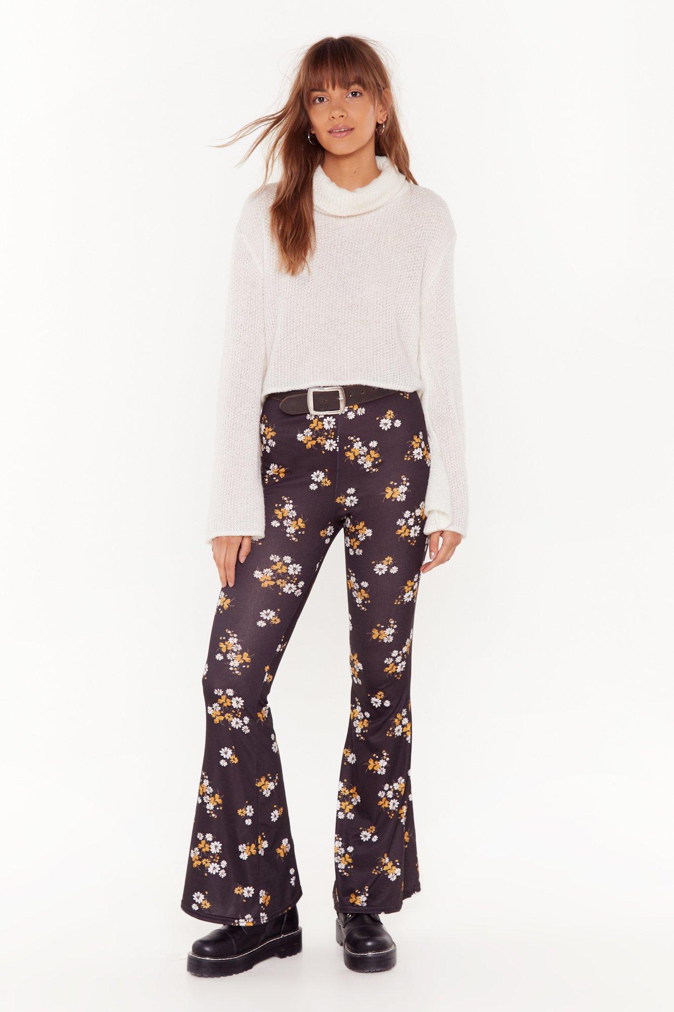 floral flare jeans