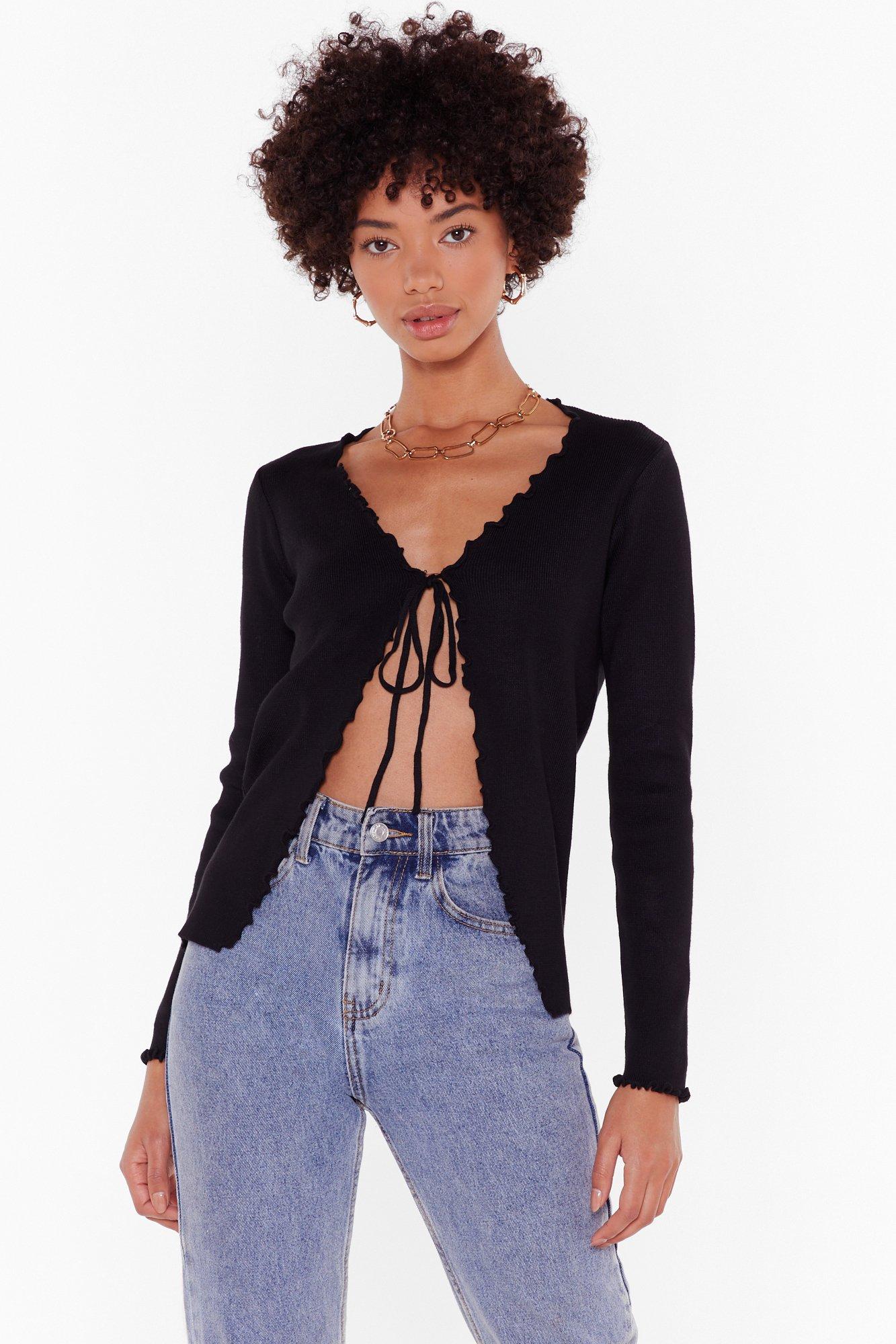 nasty gal tie front cardigan