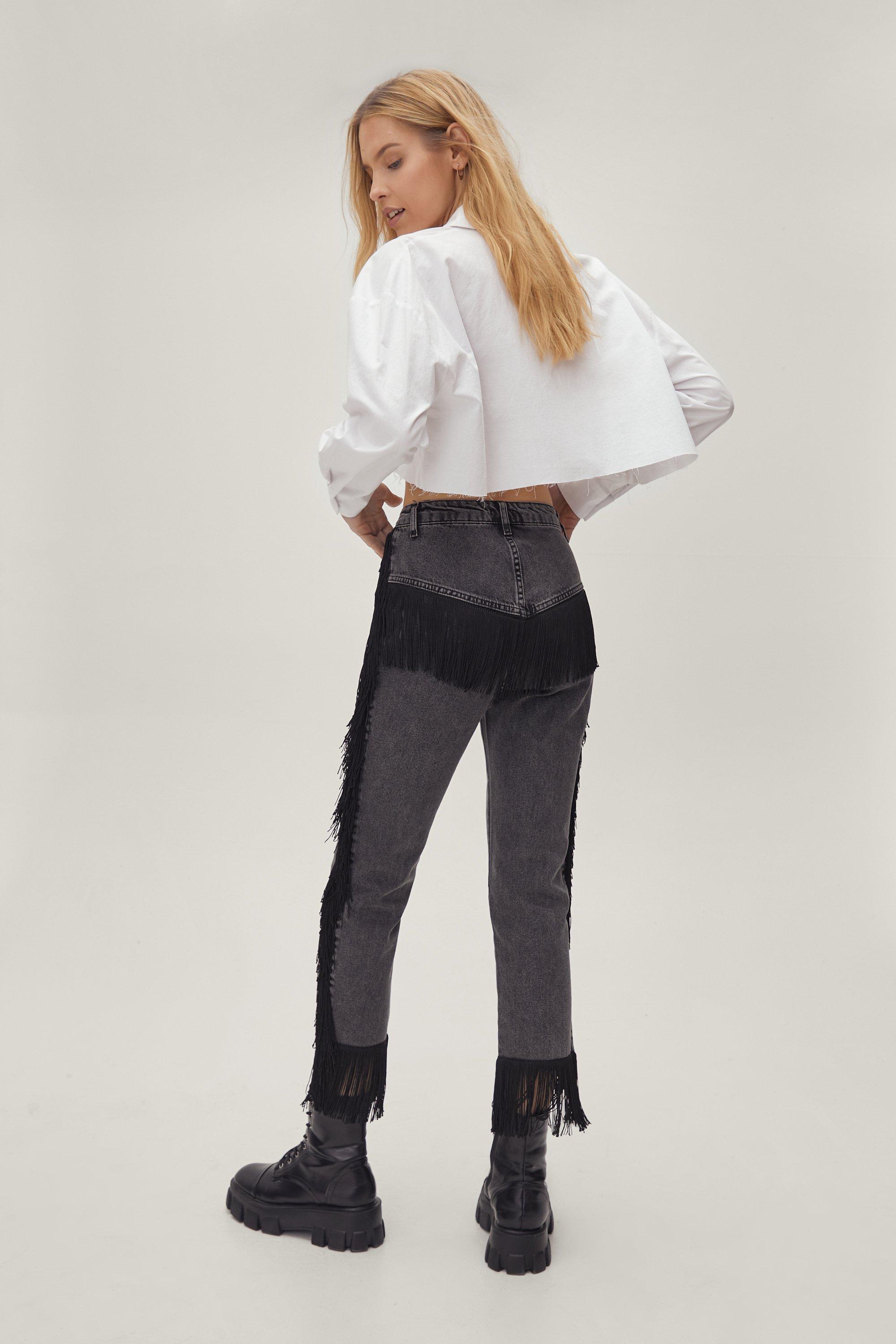 black washed high waisted jeans