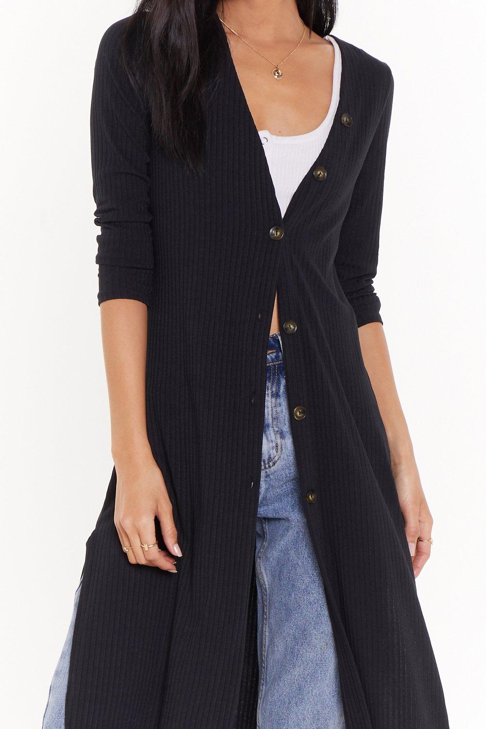 longline cardigan with buttons