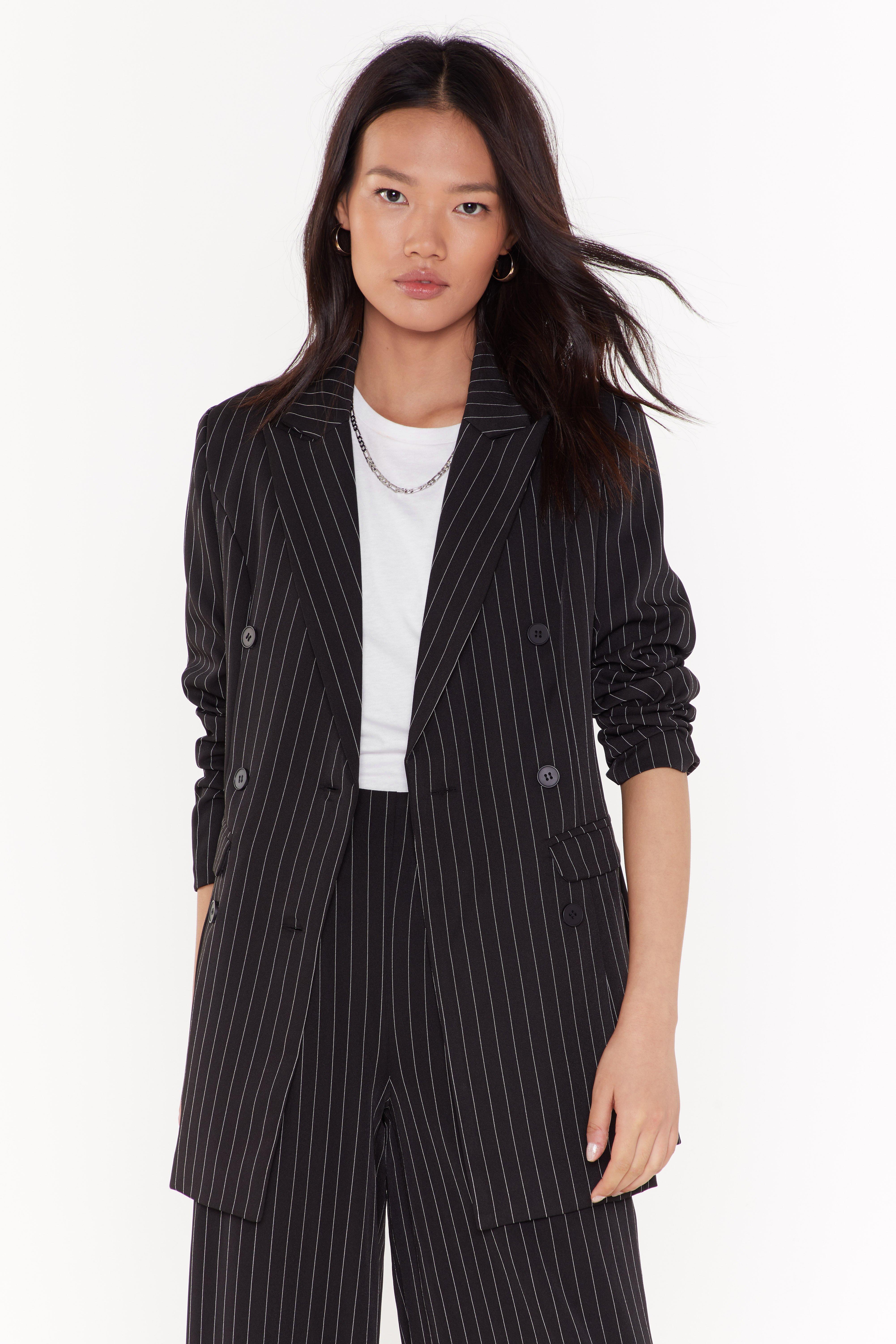pinstripe double breasted blazer