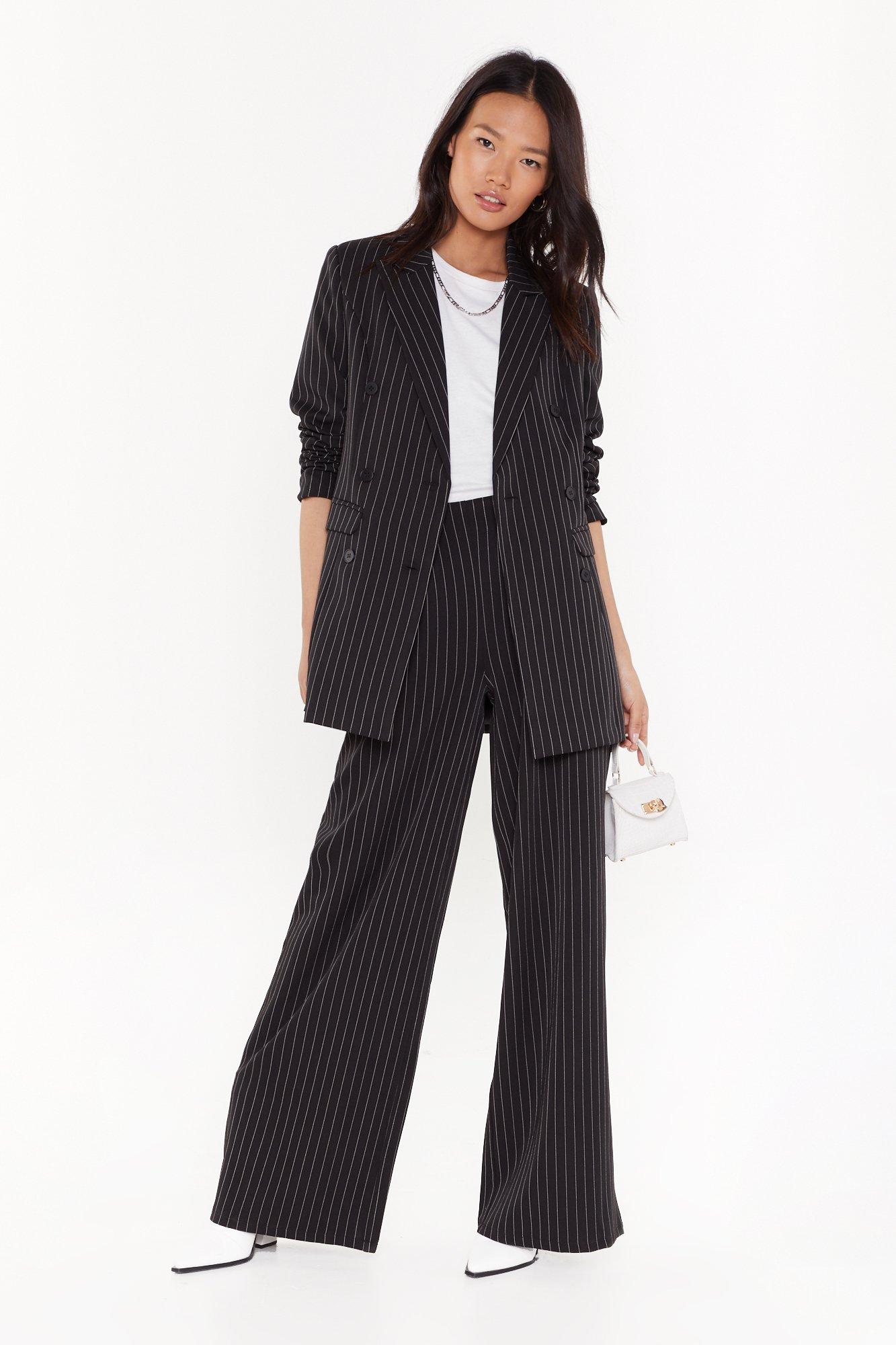 pinstripe double breasted blazer