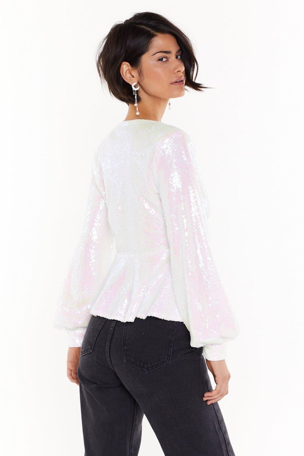 white sequin top