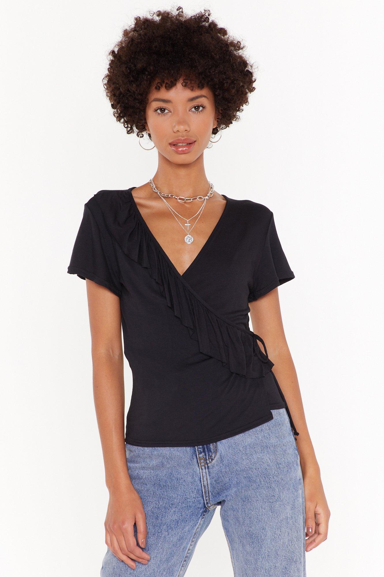 v neck ruffle top