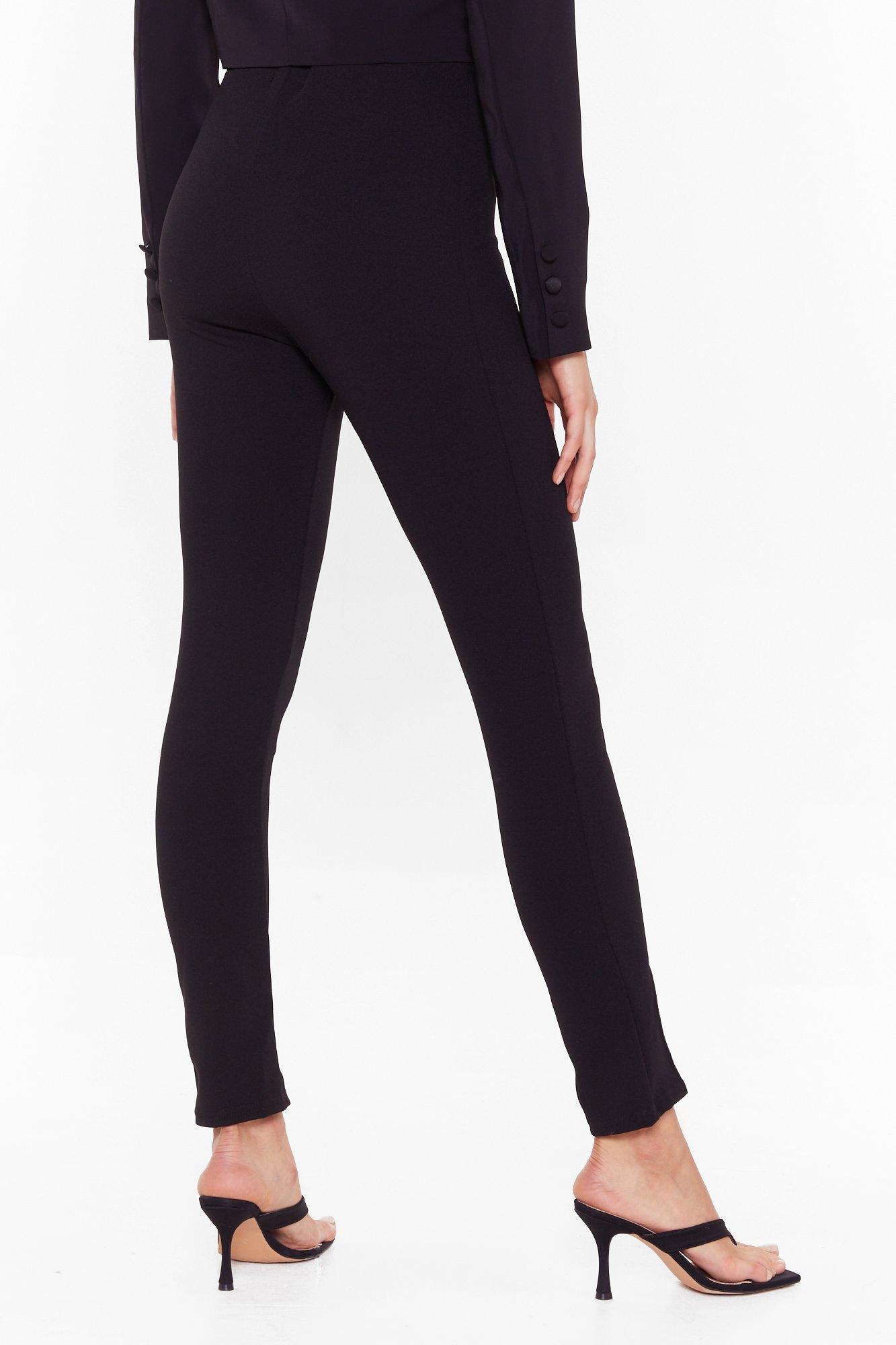 high waisted fitted black trousers