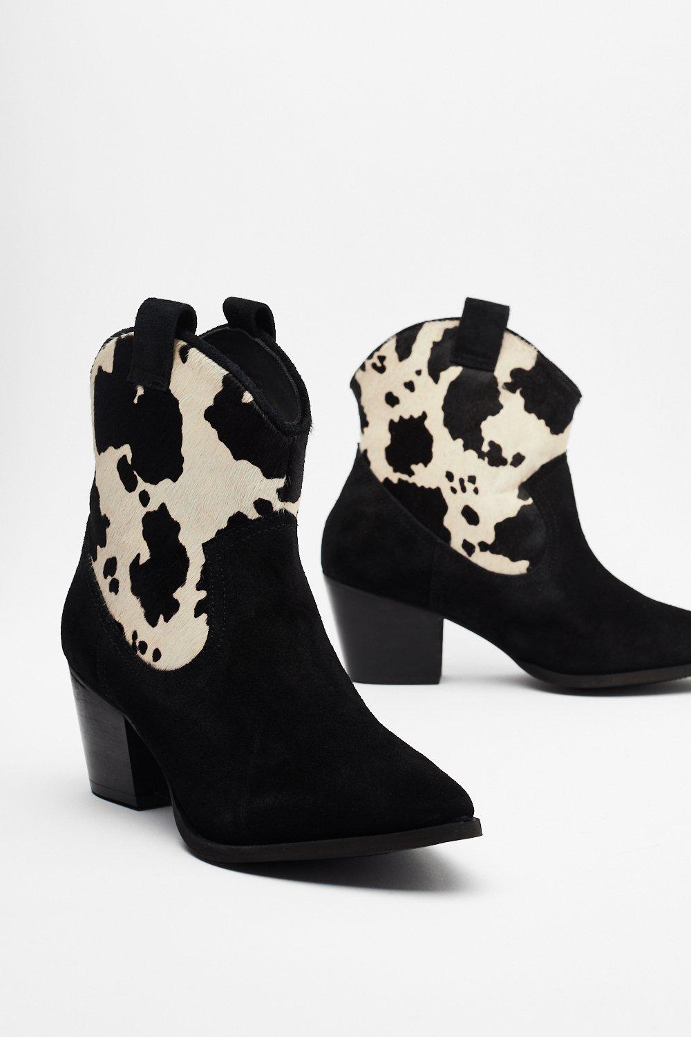 cow print boots