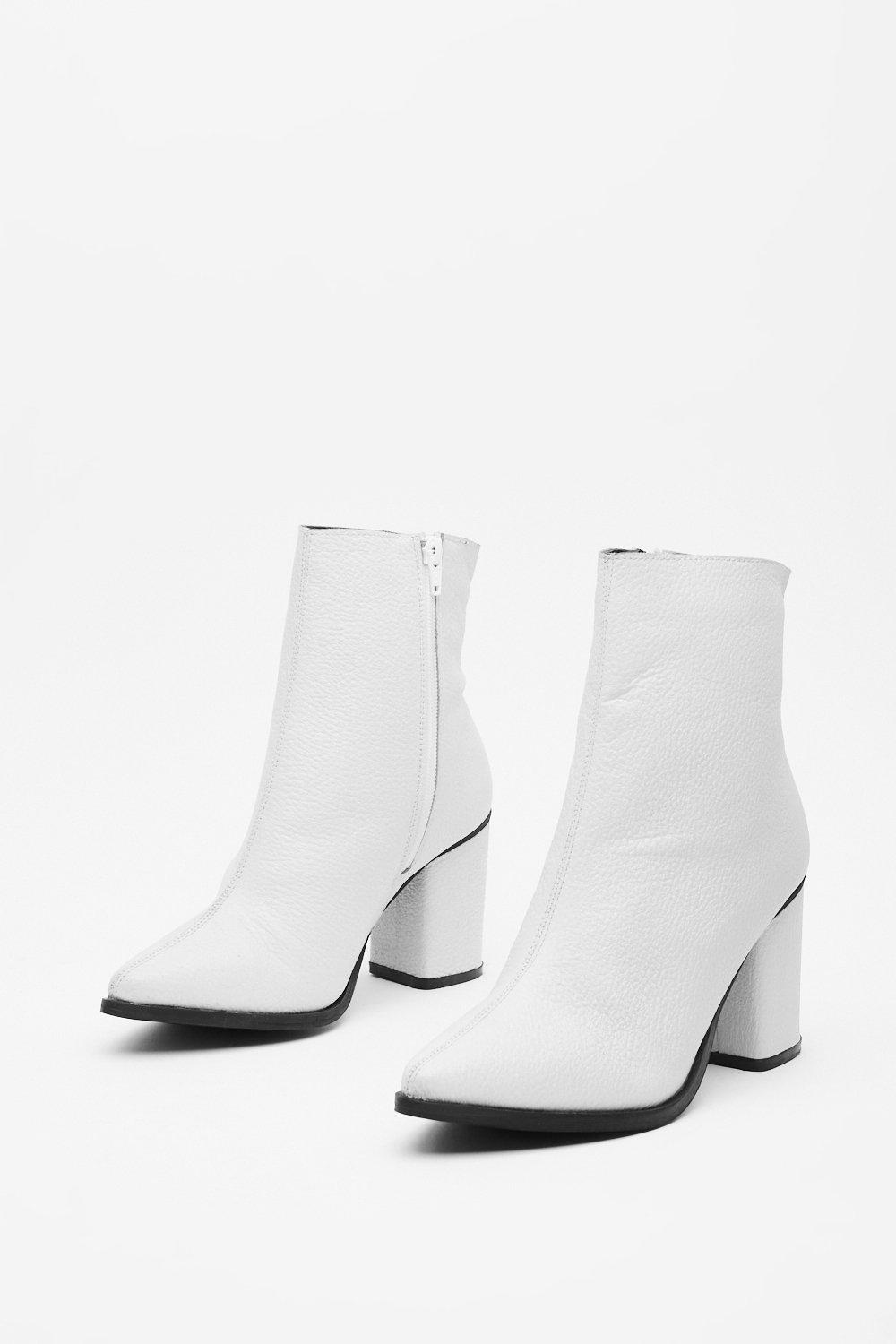 white block heel booties