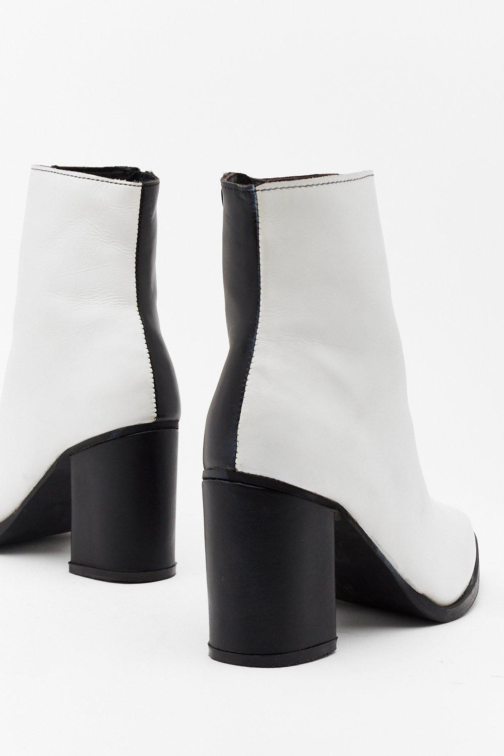 half black half white boots