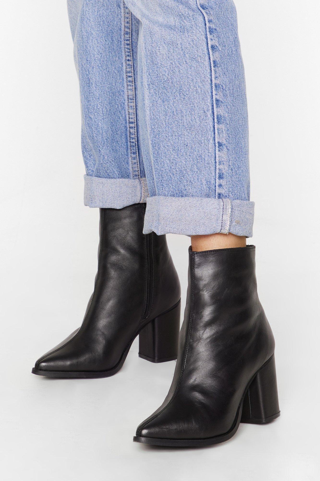 leather heeled ankle boots