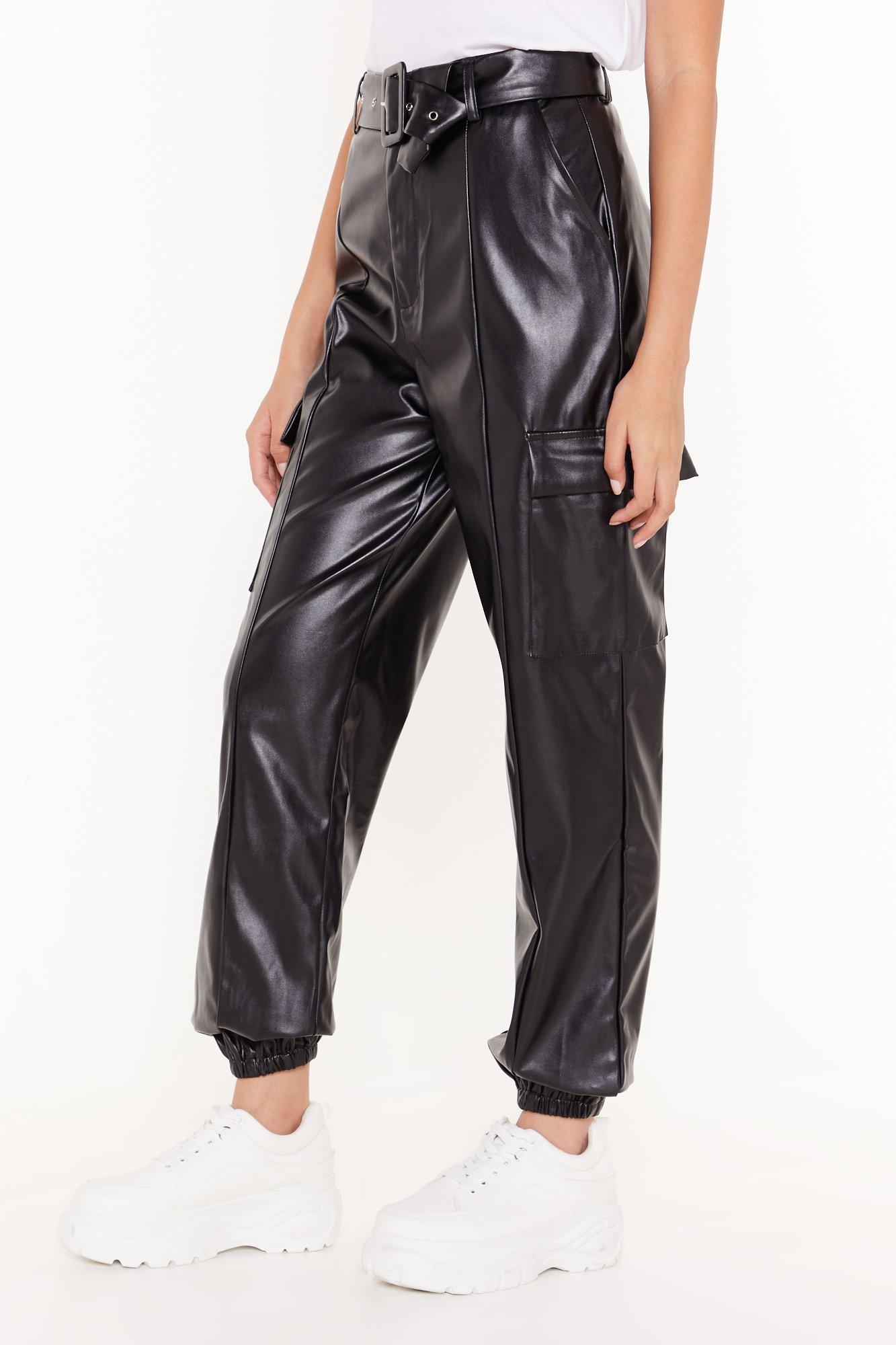 leather jogger trousers