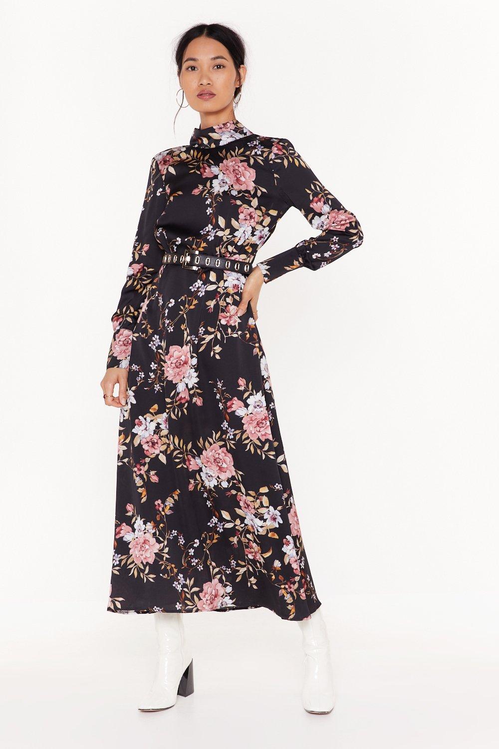 floral satin maxi dress