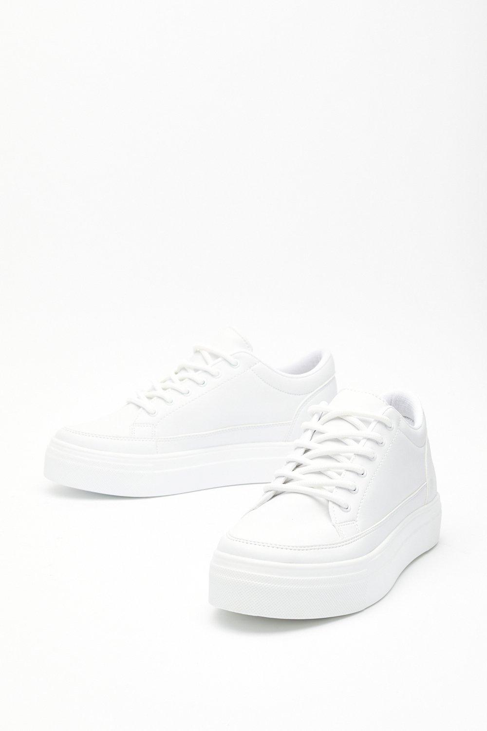 white platform trainers leather