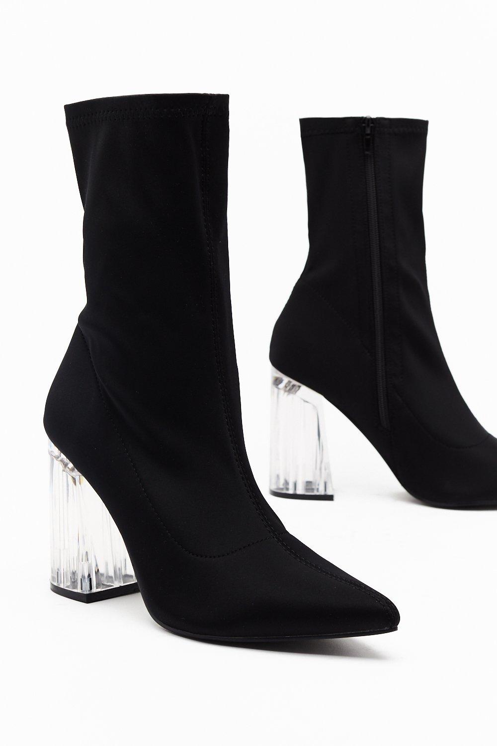 bottine noir a talon transparent