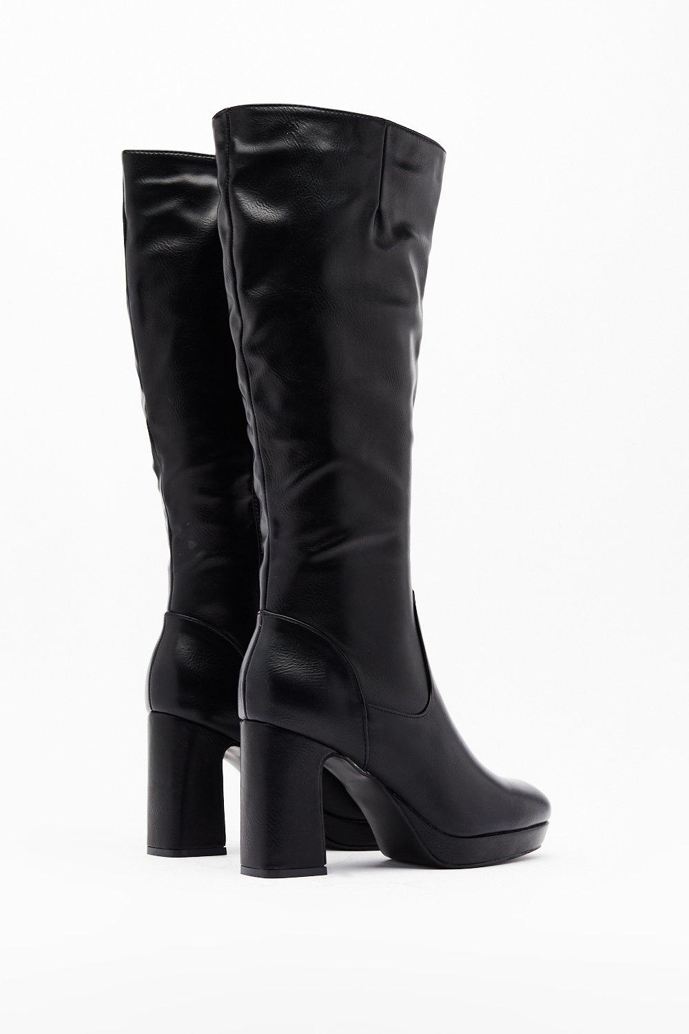 black knee boots leather