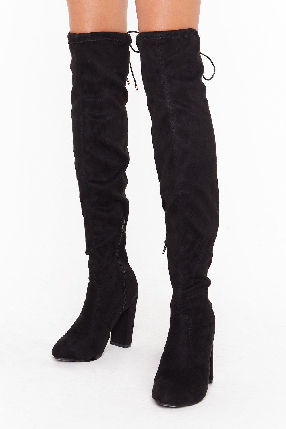 faux suede knee boots