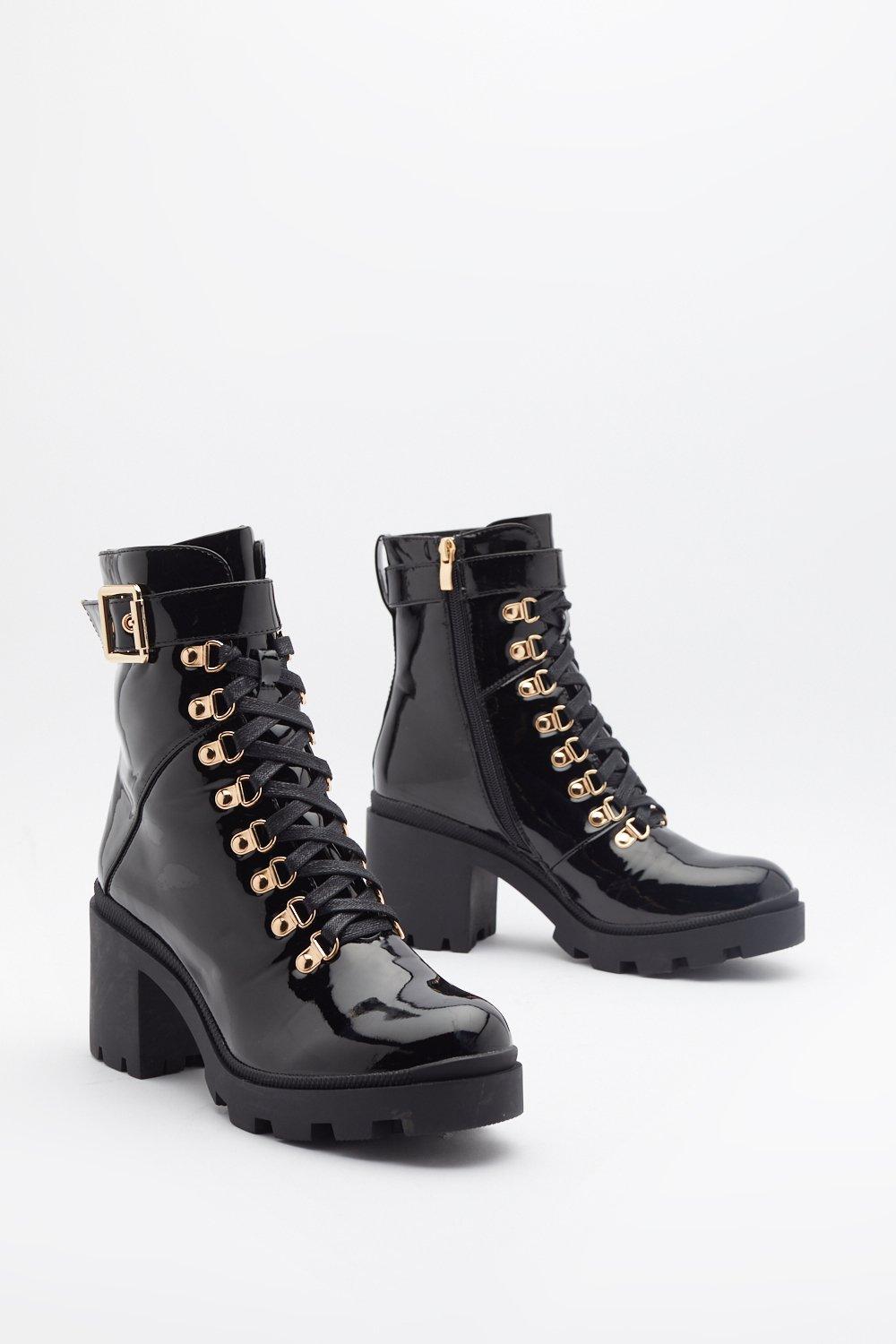 lace up hiker boots black