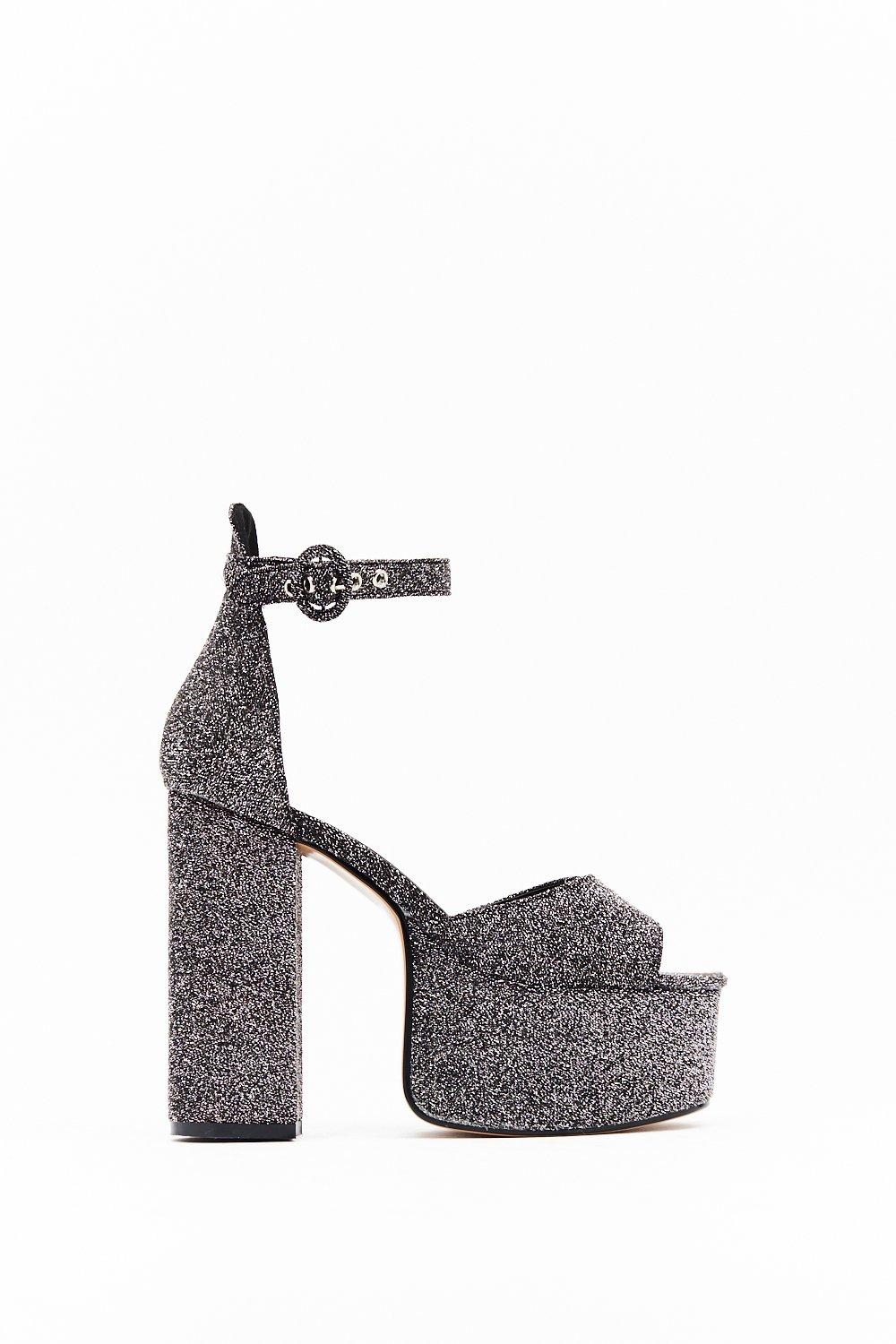 glitter platform heels