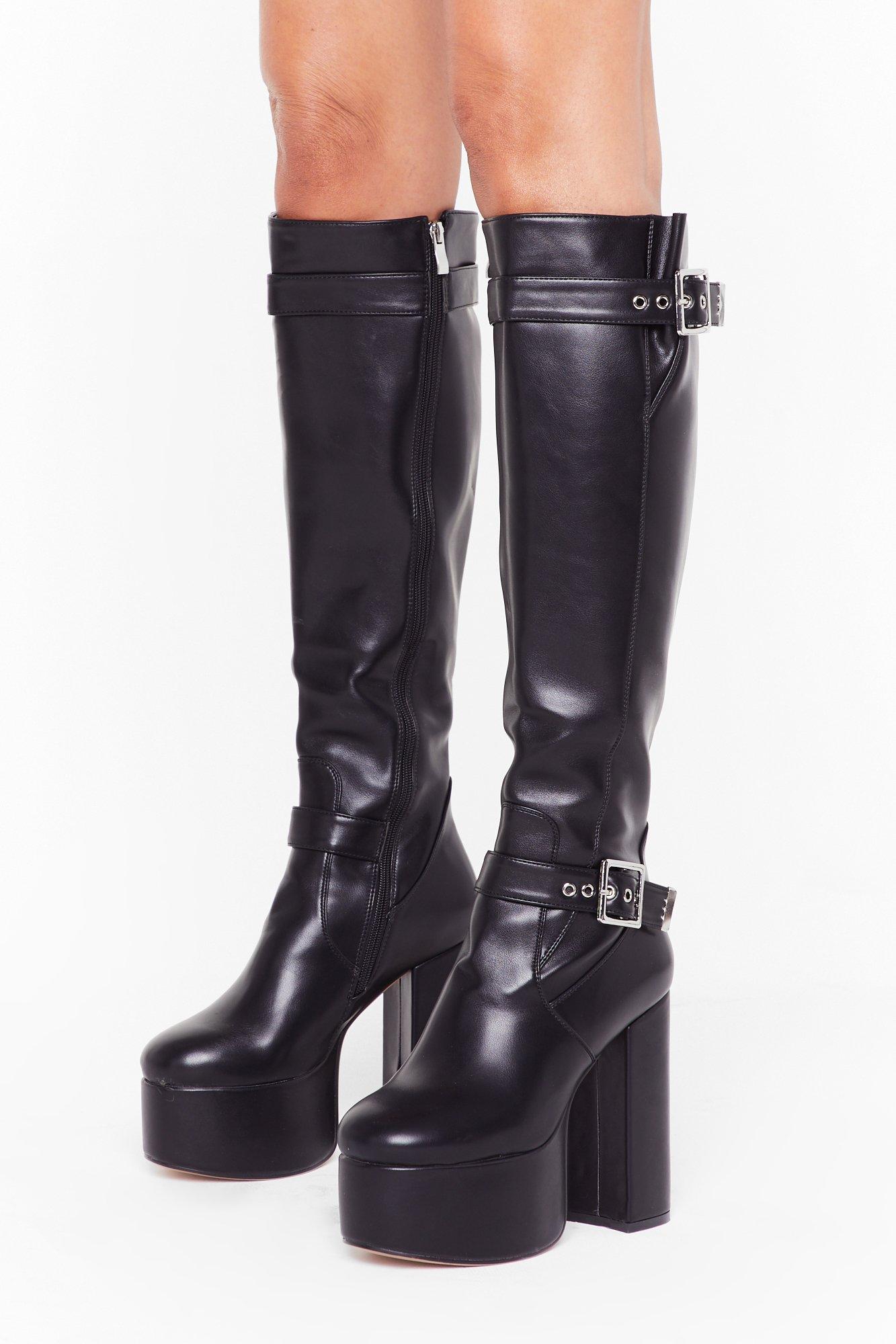 high knee platform boots