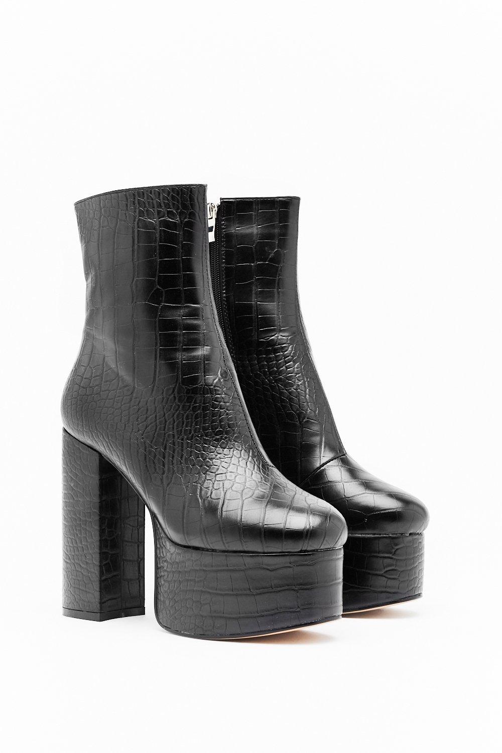 black croc platform boots
