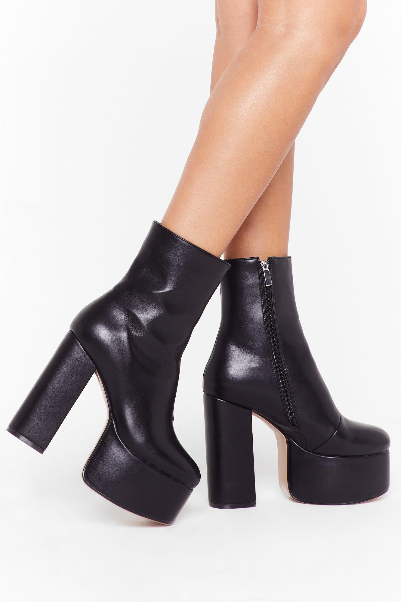 faux leather platform boots