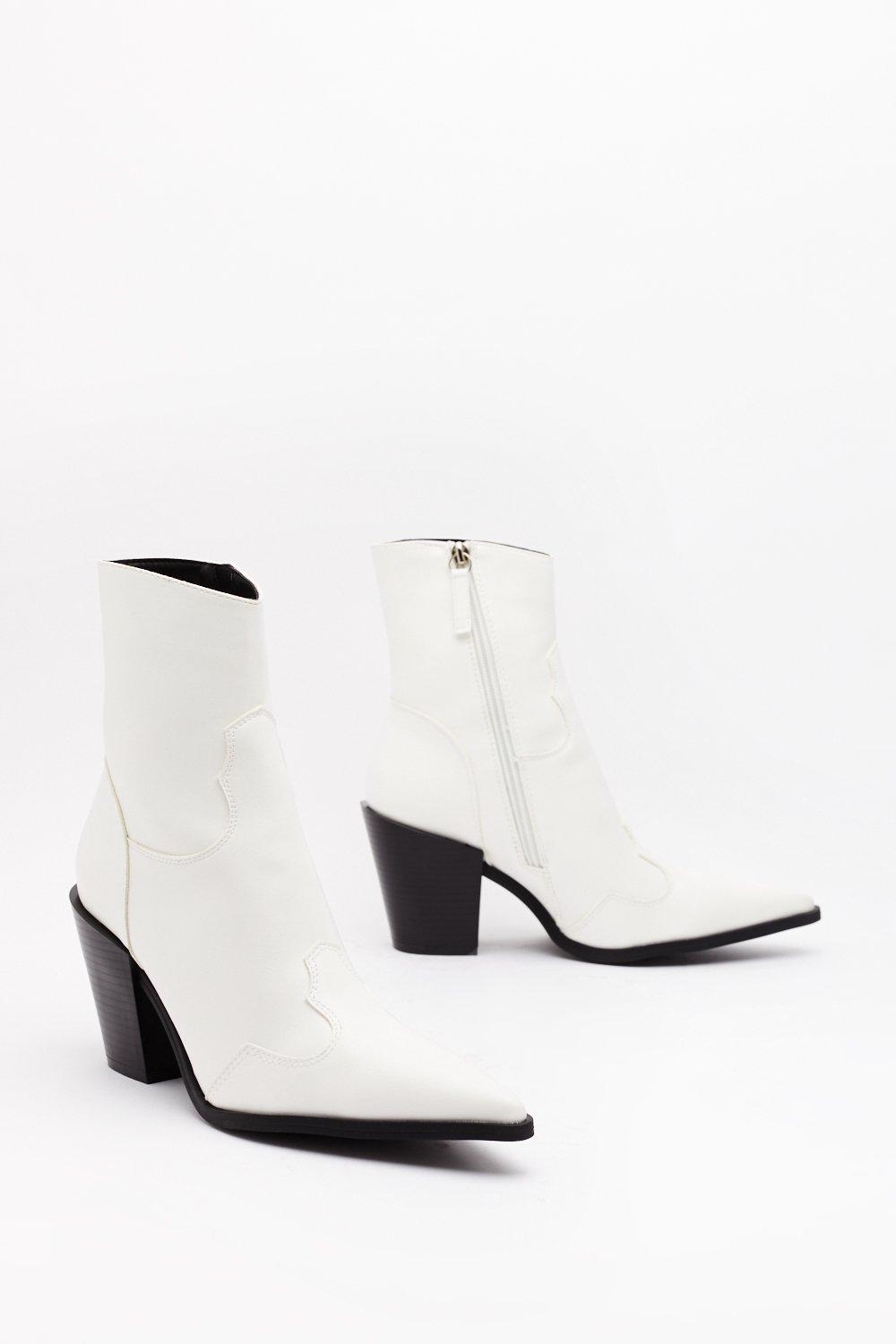 white pointed boots
