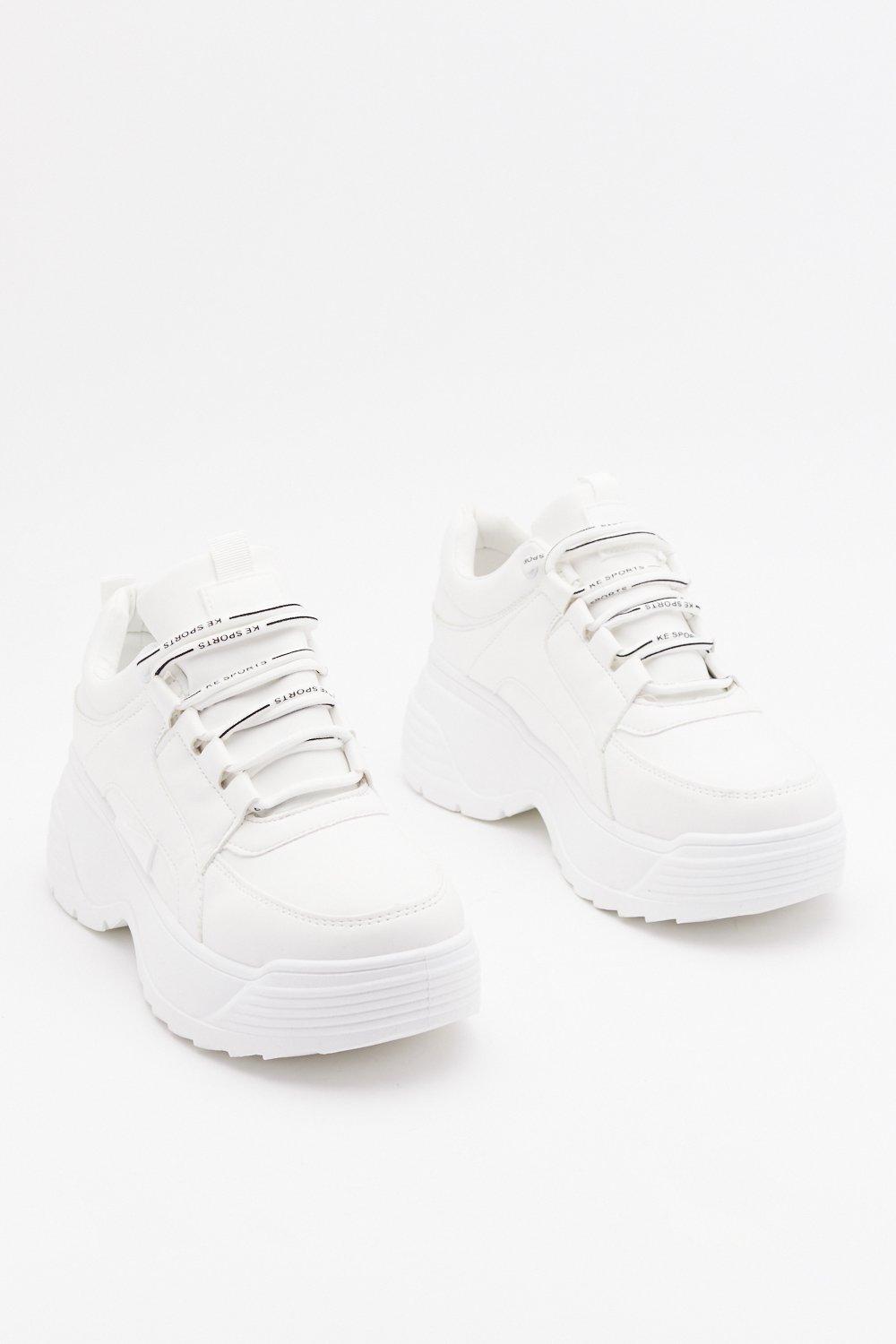 white chunky platform shoes