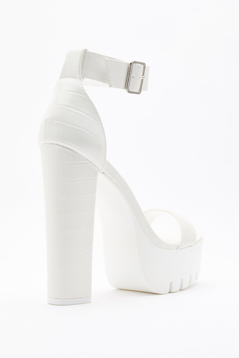 white croc faux leather flatform sandal