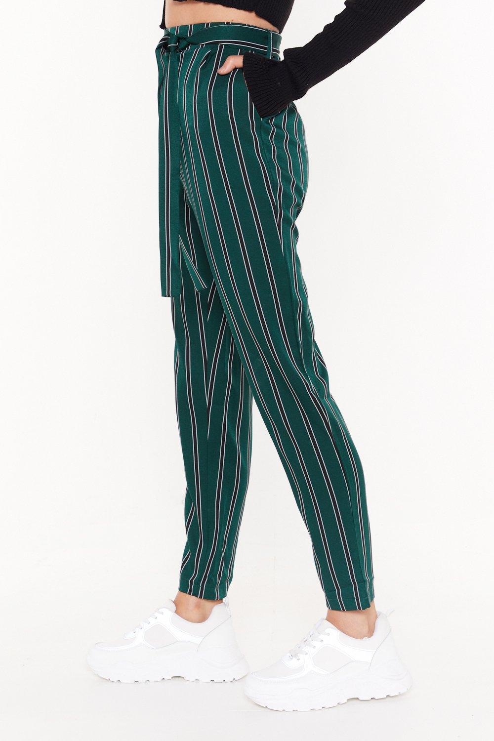 pinstripe tapered trousers