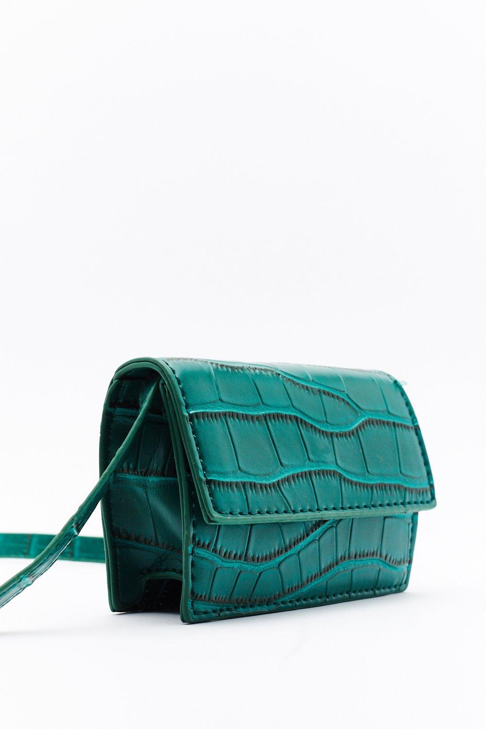 green croc crossbody bag