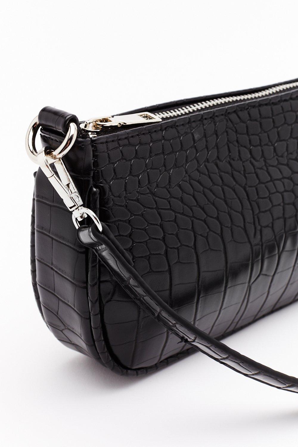 black crocodile shoulder bag