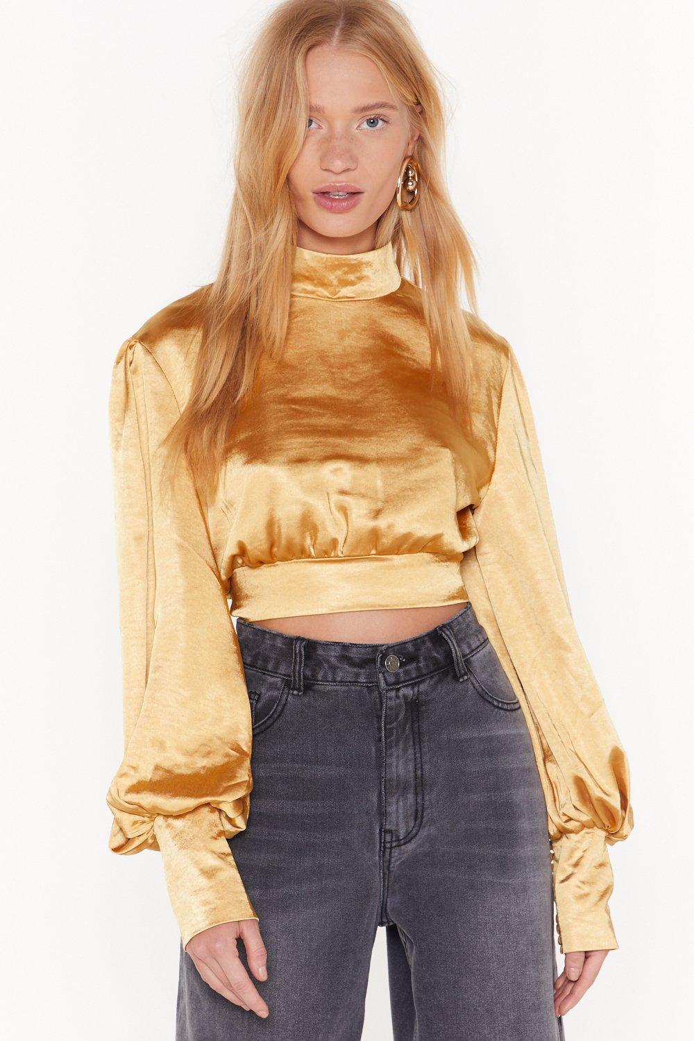 satin crop blouse
