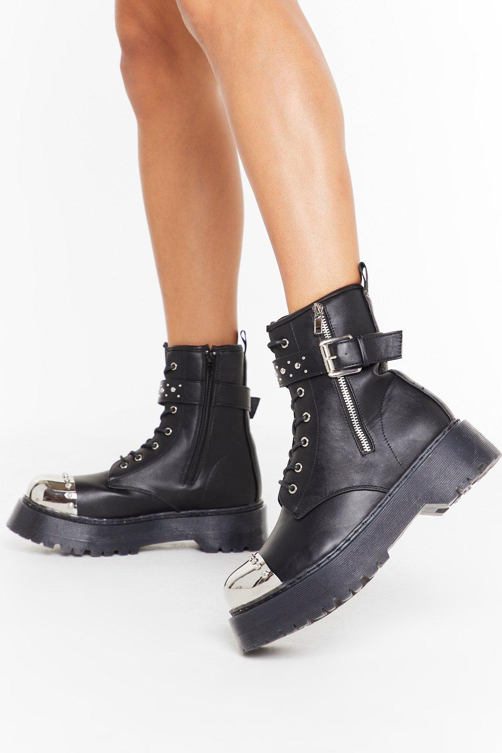 studded biker boots