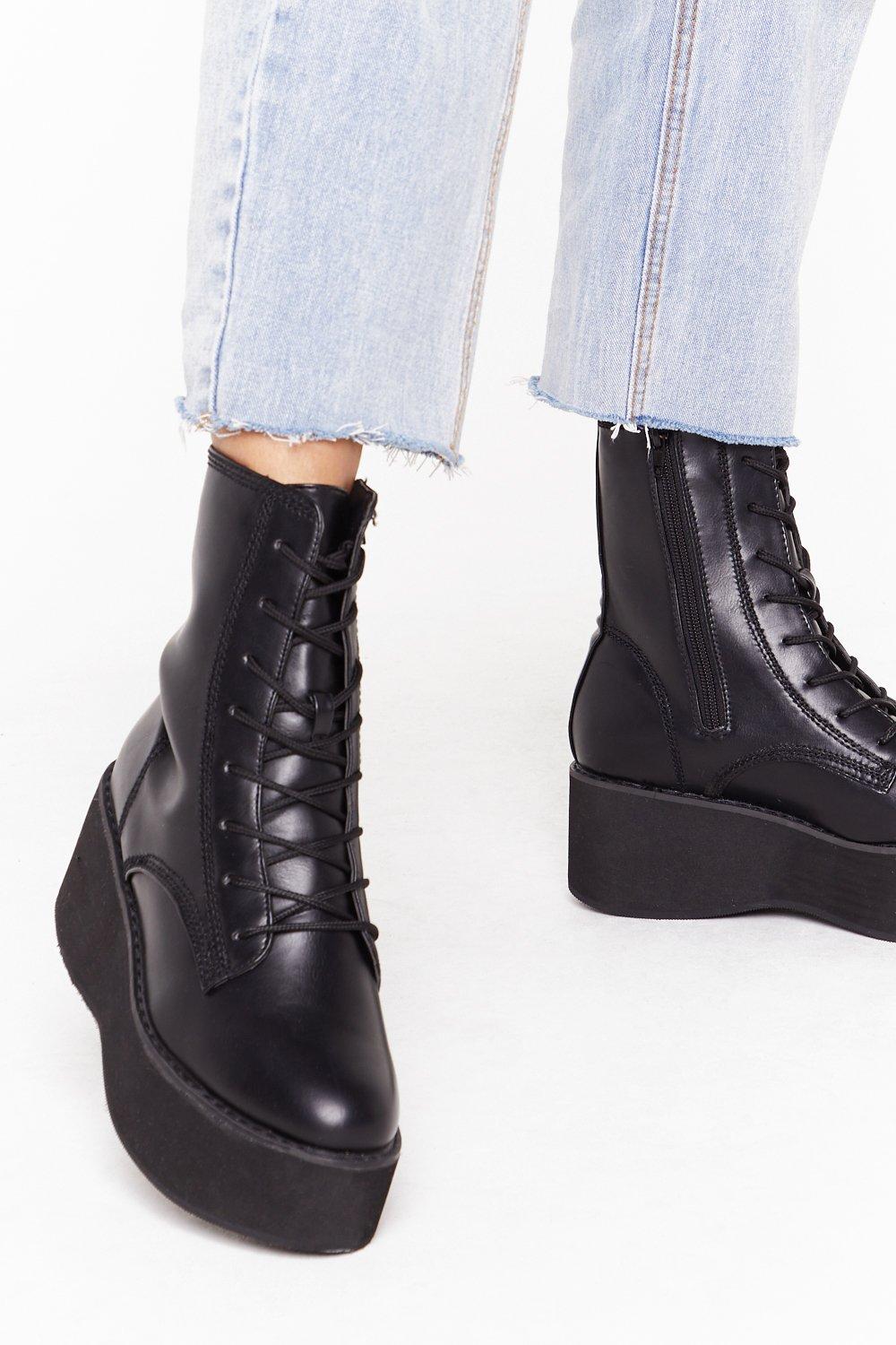 faux leather platform boots