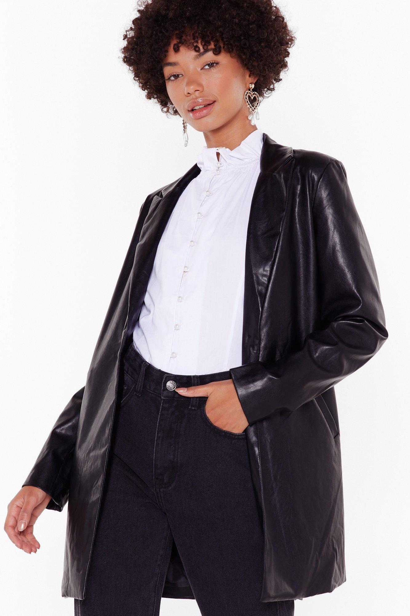 faux leather blazer