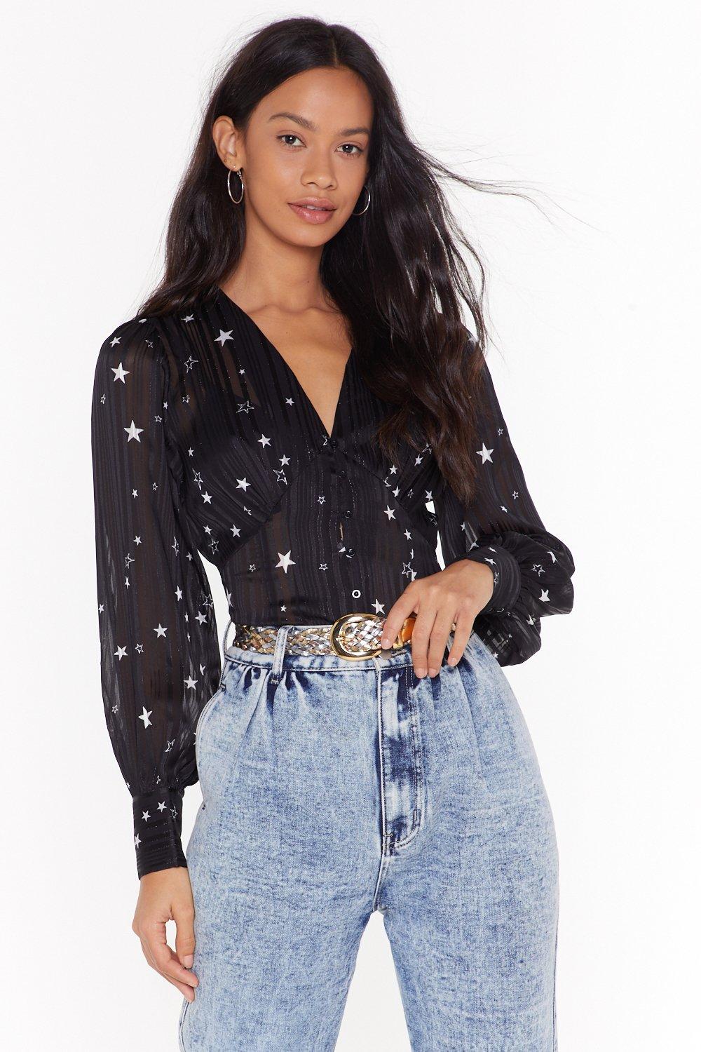 blouse with stars print