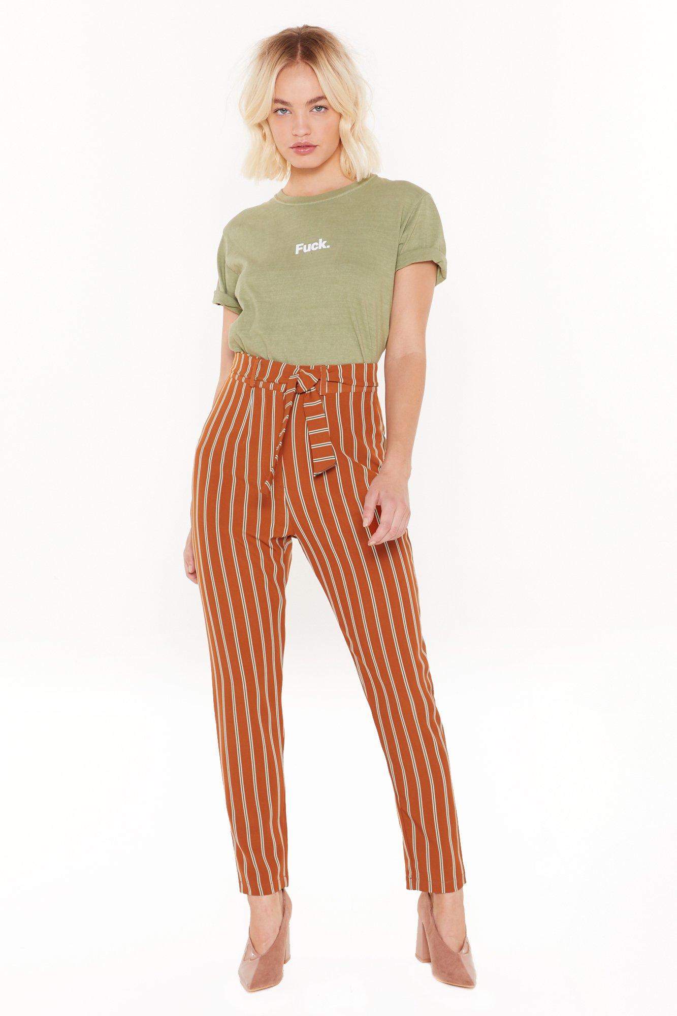 striped pants high waisted