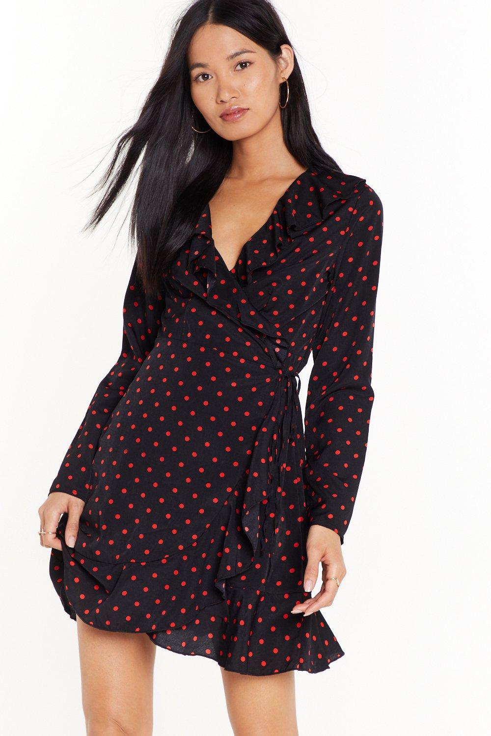 polka dot wrap tea dress