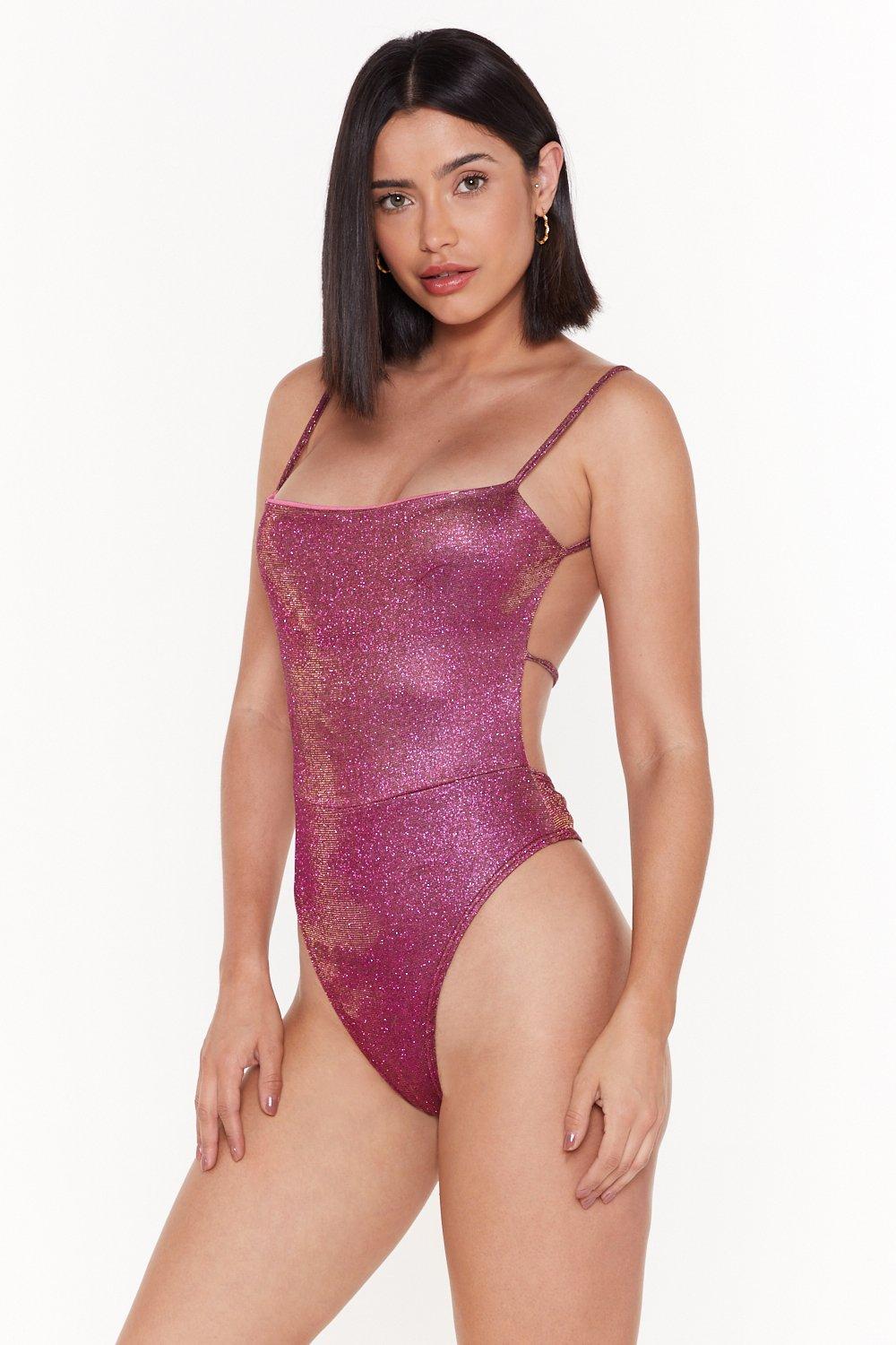 pink glitter bodysuit