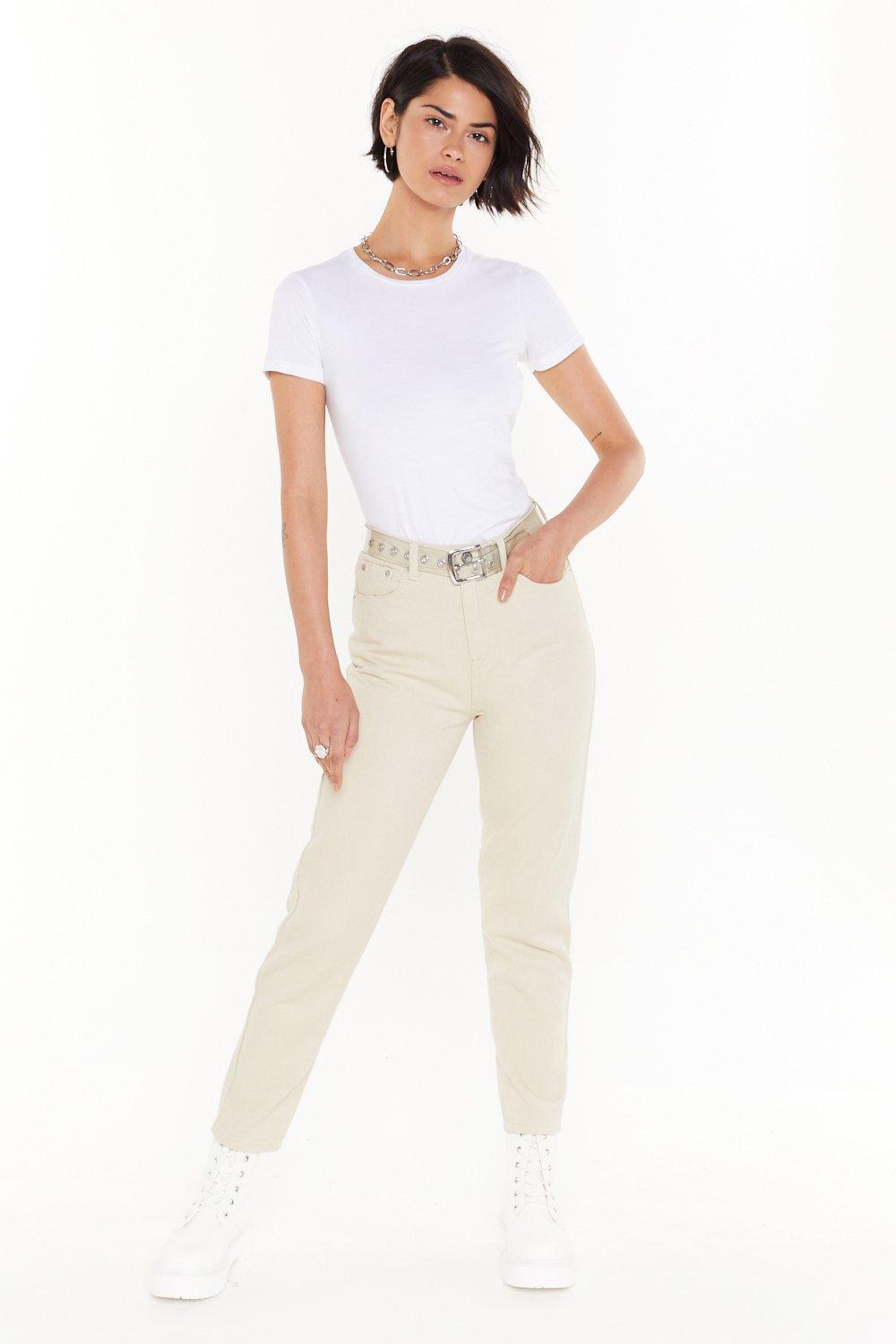 cream high waisted jeans