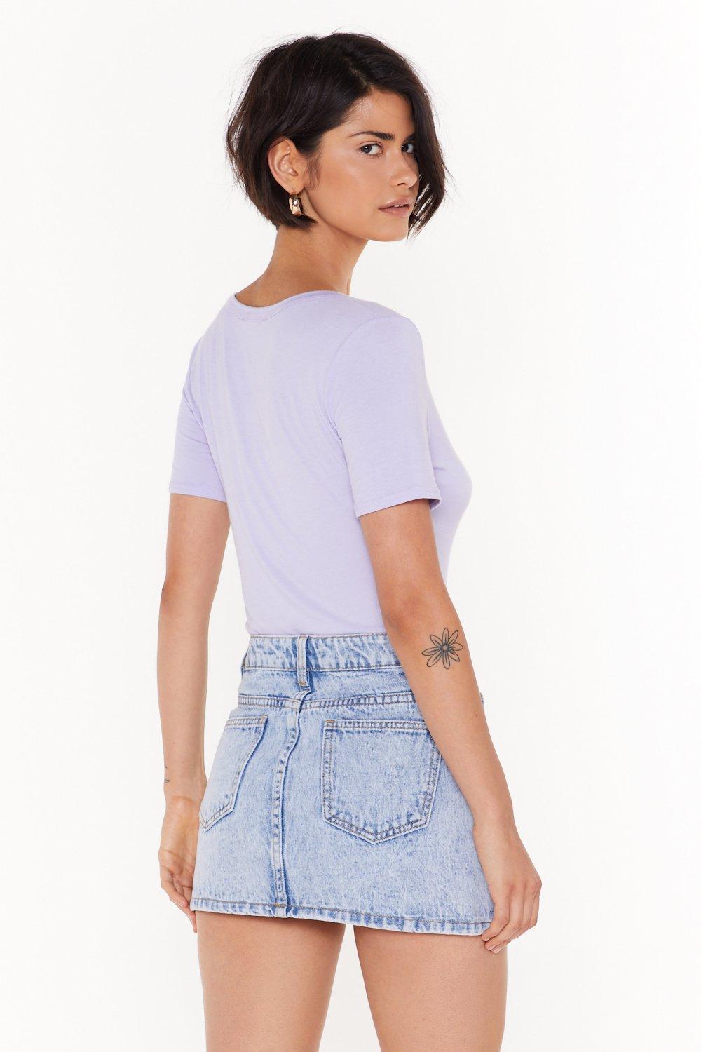 light denim mini skirt