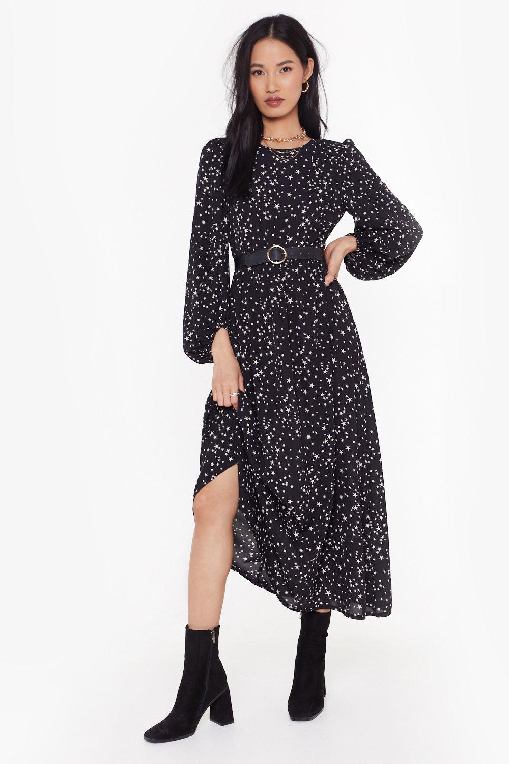 black star print dress