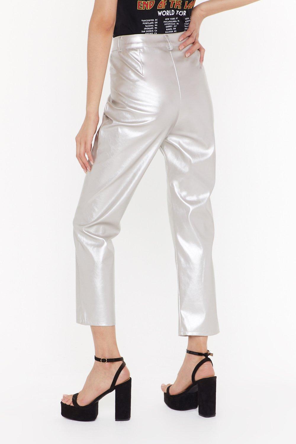 silver leather pants