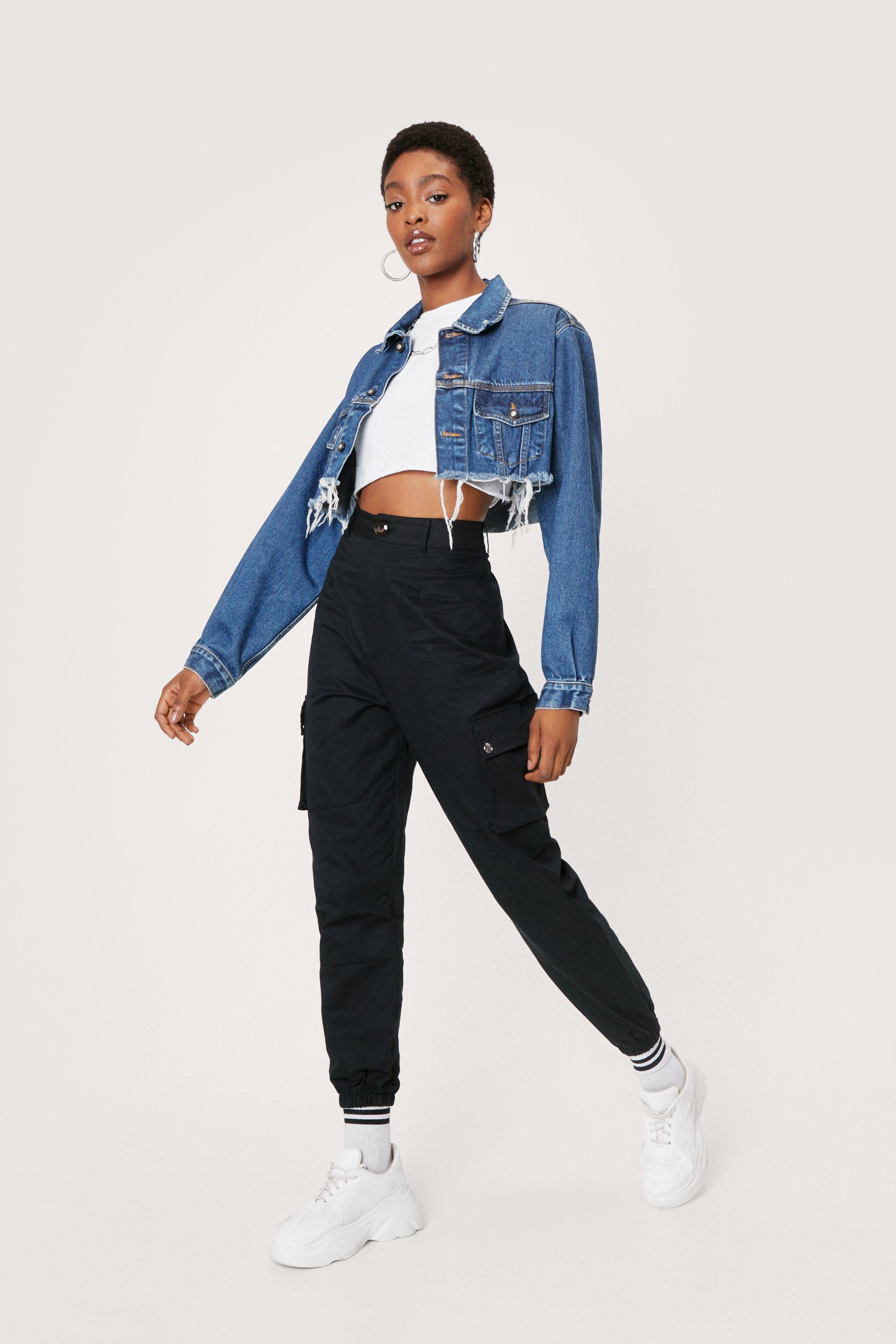 High-Waisted Utility Trousers with Zip 