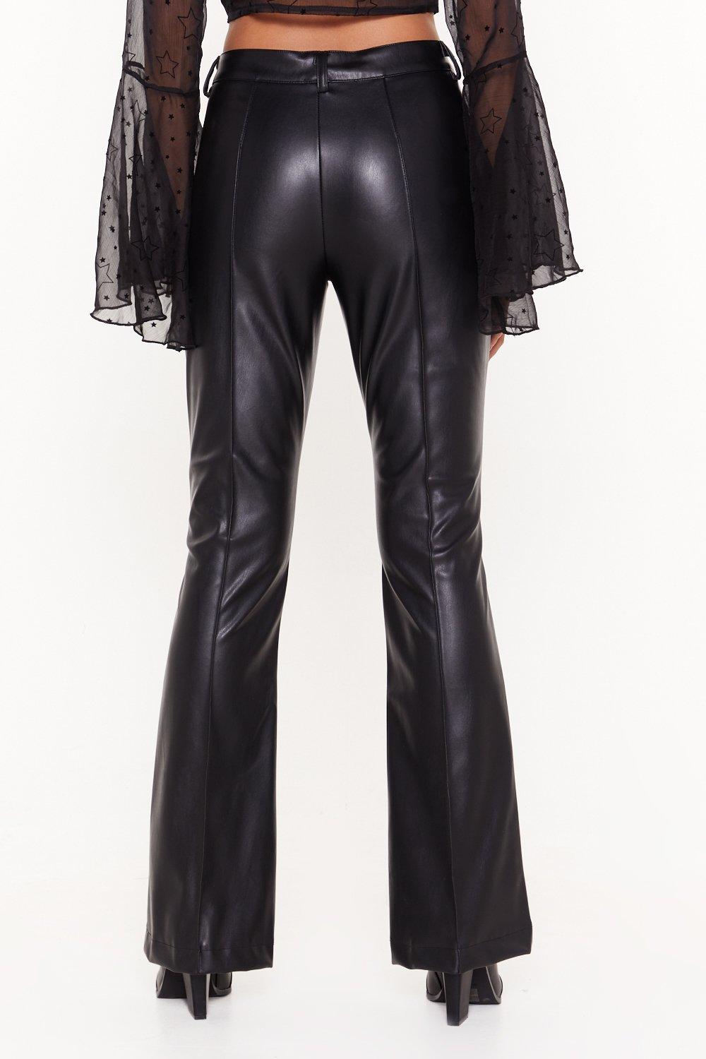 black high waisted leather pants