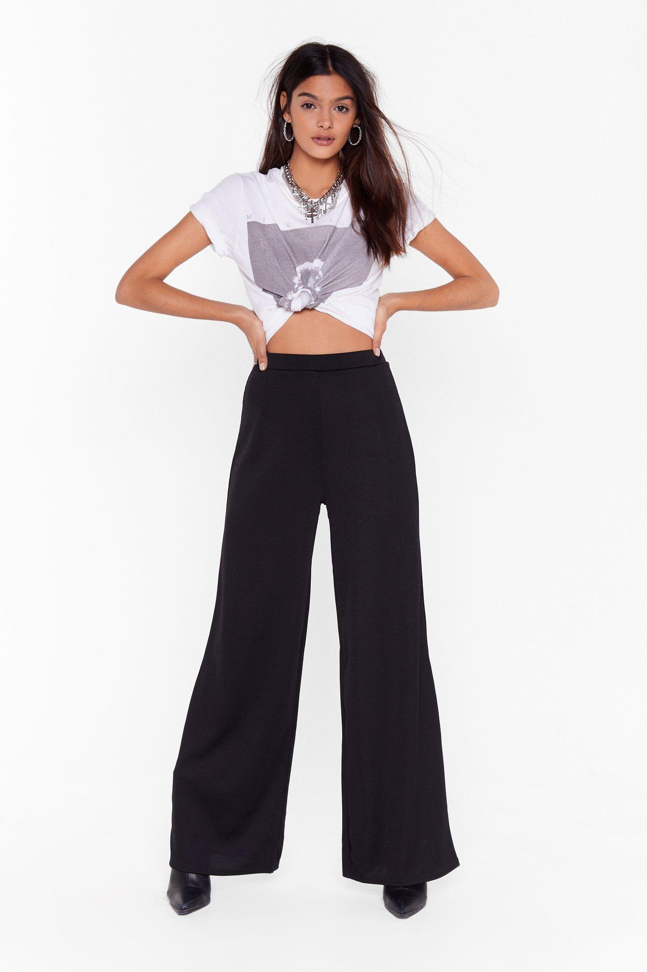 black wide leg high waisted jeans