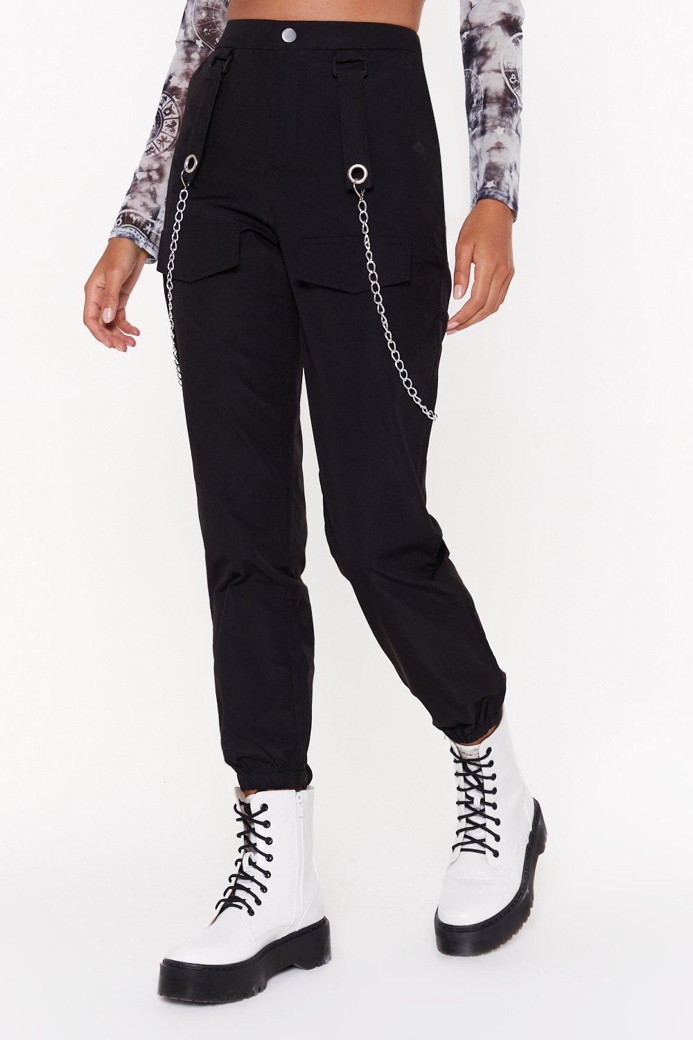 black cargo chain pants